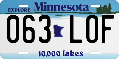 MN license plate 063LOF