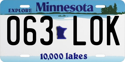 MN license plate 063LOK
