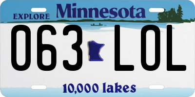 MN license plate 063LOL