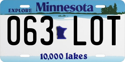 MN license plate 063LOT