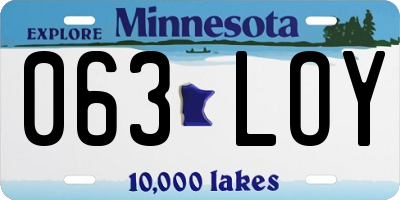 MN license plate 063LOY
