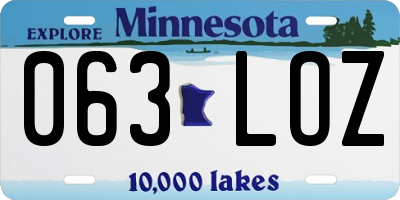 MN license plate 063LOZ