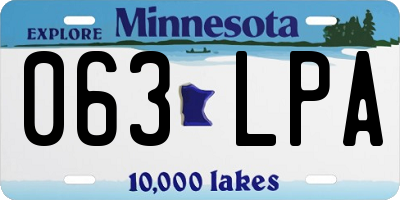 MN license plate 063LPA
