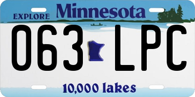 MN license plate 063LPC