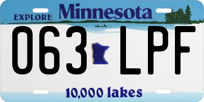 MN license plate 063LPF