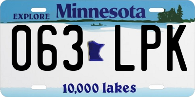 MN license plate 063LPK