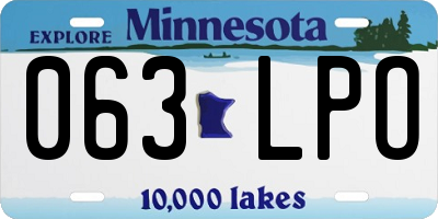 MN license plate 063LPO