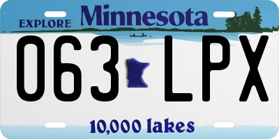 MN license plate 063LPX