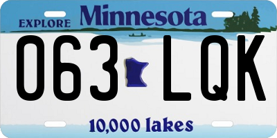 MN license plate 063LQK