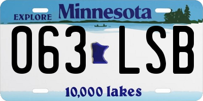 MN license plate 063LSB