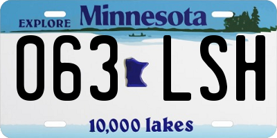 MN license plate 063LSH