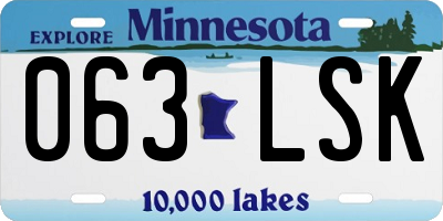 MN license plate 063LSK
