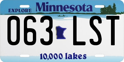 MN license plate 063LST
