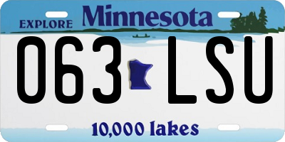 MN license plate 063LSU