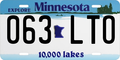 MN license plate 063LTO
