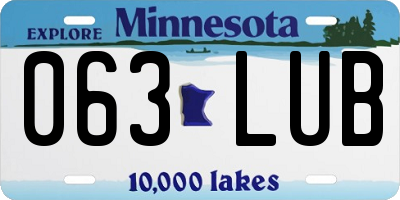 MN license plate 063LUB