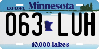 MN license plate 063LUH