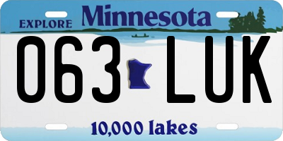 MN license plate 063LUK