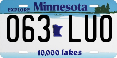 MN license plate 063LUO