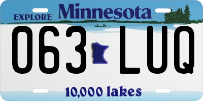MN license plate 063LUQ