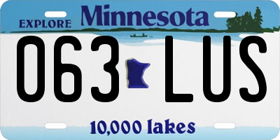 MN license plate 063LUS