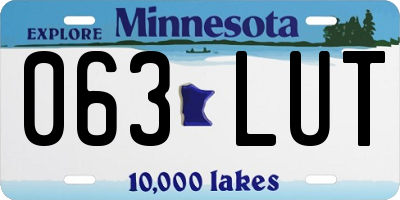 MN license plate 063LUT