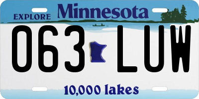 MN license plate 063LUW