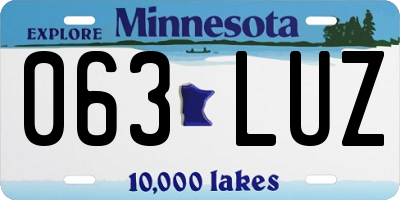 MN license plate 063LUZ