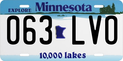 MN license plate 063LVO