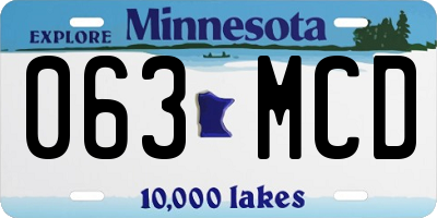 MN license plate 063MCD