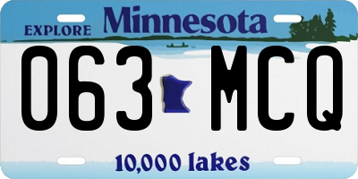 MN license plate 063MCQ