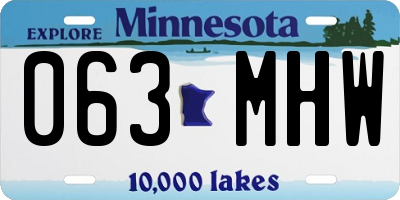 MN license plate 063MHW