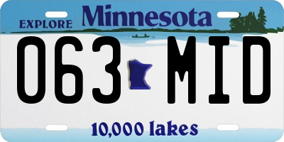 MN license plate 063MID