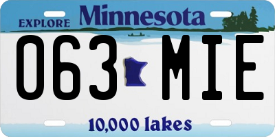 MN license plate 063MIE
