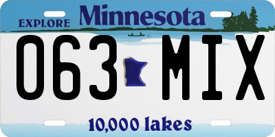 MN license plate 063MIX