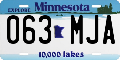 MN license plate 063MJA