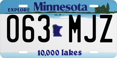 MN license plate 063MJZ