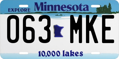 MN license plate 063MKE