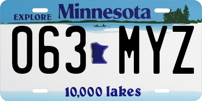 MN license plate 063MYZ