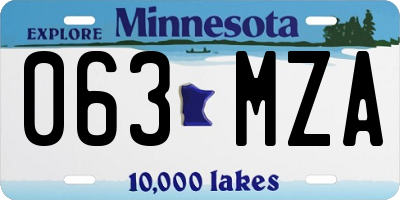 MN license plate 063MZA