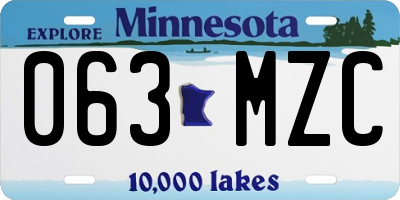 MN license plate 063MZC