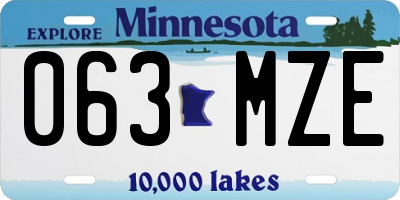 MN license plate 063MZE