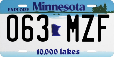 MN license plate 063MZF