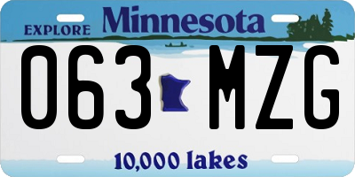 MN license plate 063MZG