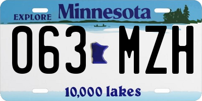 MN license plate 063MZH