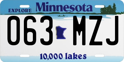 MN license plate 063MZJ