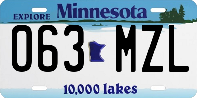 MN license plate 063MZL