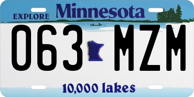 MN license plate 063MZM