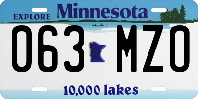 MN license plate 063MZO