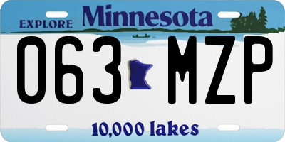 MN license plate 063MZP